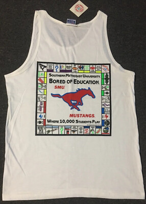 NWT Vtg 90s SMU Bored Of Education Monopoly Tank Top XL Single Stitch School PE