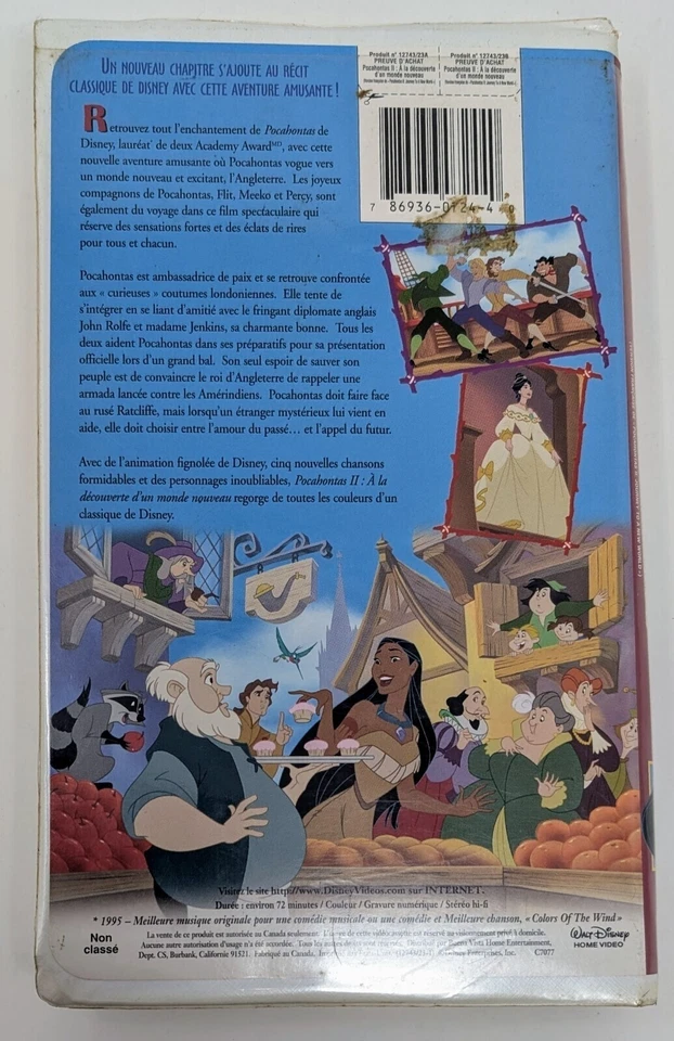 Pocahontas 2: A la decouverte du nouveau monde VHS (1998) - NTSC - French - G - Image 3 of 4