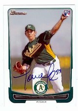 Tommy Milone autographed baseball card Oakland Athletics 2012 Topps Bowman #196