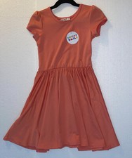 Dot Smile Girls Size 5-6 Solid Peach Mango Cap Sleeve Twirl Dress New With Tags