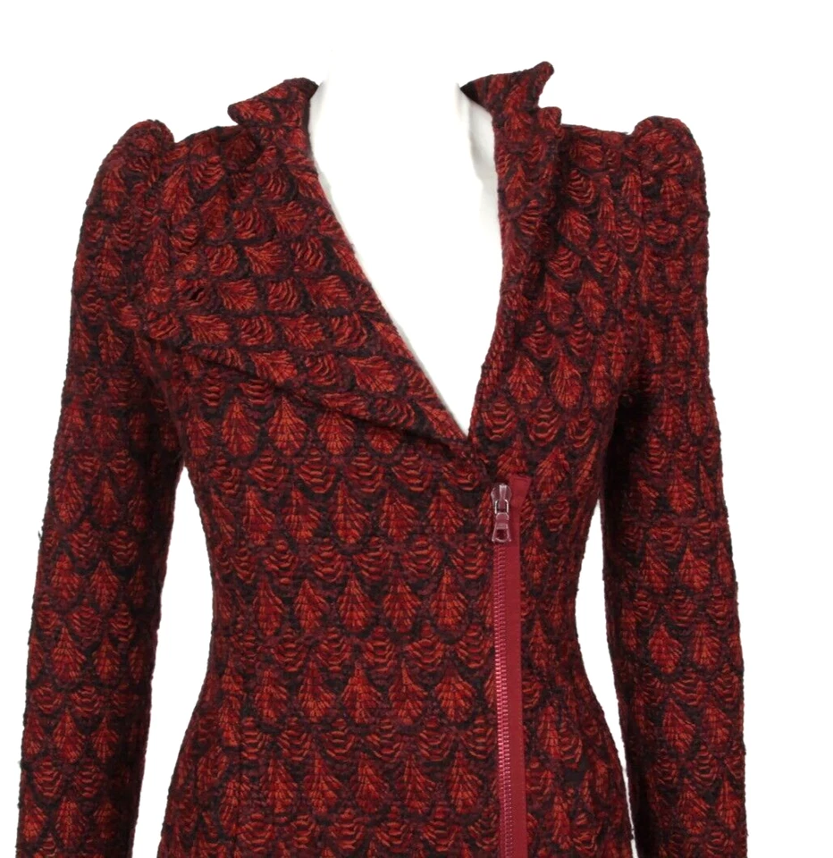 Abrigo Chaqueta De Colección BETSEY JOHNSON Victoriano Hombro Abullonado Púrpura Pavo Real Tweed Talla S Foto 4 de 4