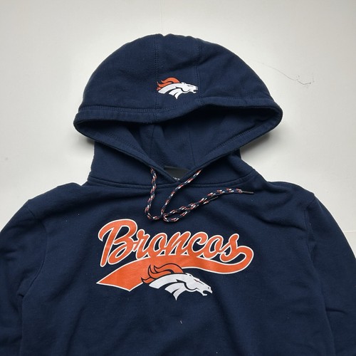 Denver Broncos Pullover Hoodie Sweatshrit Navy Blue NFL Football Youth Medium - Picture 2 of 5