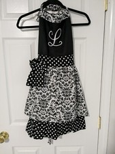 Monogrammed Bib Apron Black  White Letter L Monogram Never Worn