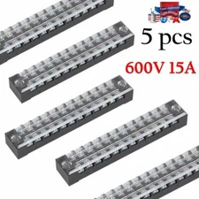 5Pcs Dual Row 12 Positions Screw Terminal Electric Barrier Strip Block 15A 600V