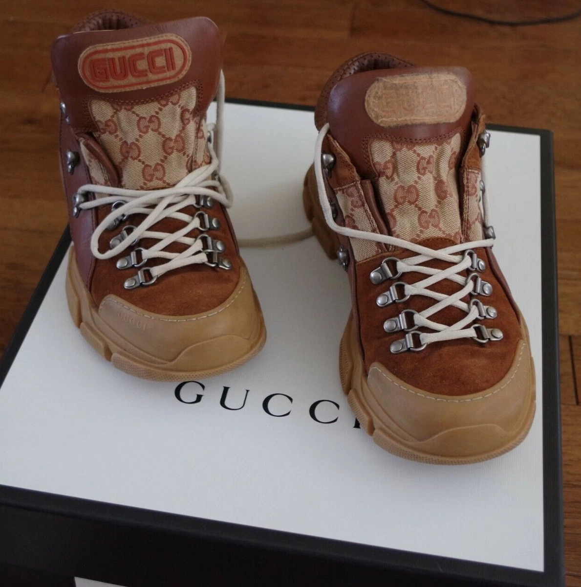 Gucci GG Canvas Suede Hiking Boots Men Size size 8 5 eBay