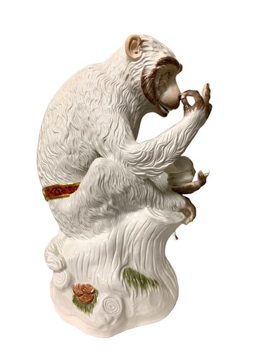 Meissen Porcelain Monkey with Snuff Box H 49 cm - Picture 4 of 8