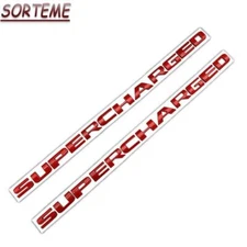 2x Red Metal Supercharged Car Trunk Fender Emblem Badge Decal Sticker Sport New
