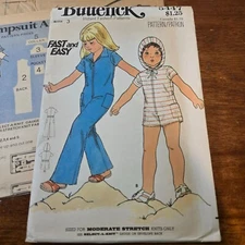 Butterick 5447 Sewing pattern Kids jumpsuit Knits 1970s Size 3 UNCUT