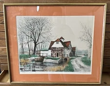 Jeremy King- Maple Durham Hill 1977 Signed Fine Art LE Print Serigraph Framed