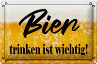 Blechschild Spruch 30X20Cm Bier Trinken Ist Wichtig! Metall Deko Schild Tin Sign