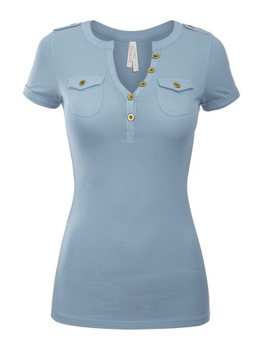 Cotton Knit Fitted T-Shirt Pockets 