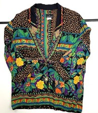 Vintage Carole Little art multicolor hibiscus southwest light jacket Size 8