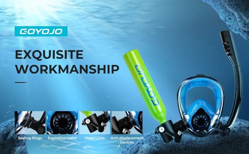 GOYOJO 0.5L Diving Tank & Snorkel Mask & Pump Scuba Oxygen Cylinder Diving Set - Picture 7 of 10