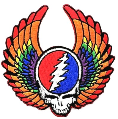 Grateful Dead Steal Your Face RWB Bolt Wings Embroidered Rock Iron on Patch