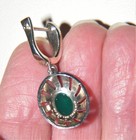 Chapal Zenray NF 925 14K GOLD STERLING SILVER EARRINGS Green Stones~Marcasites — photo 6
