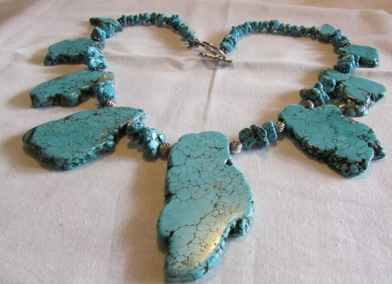 Turquoise slab sale necklace
