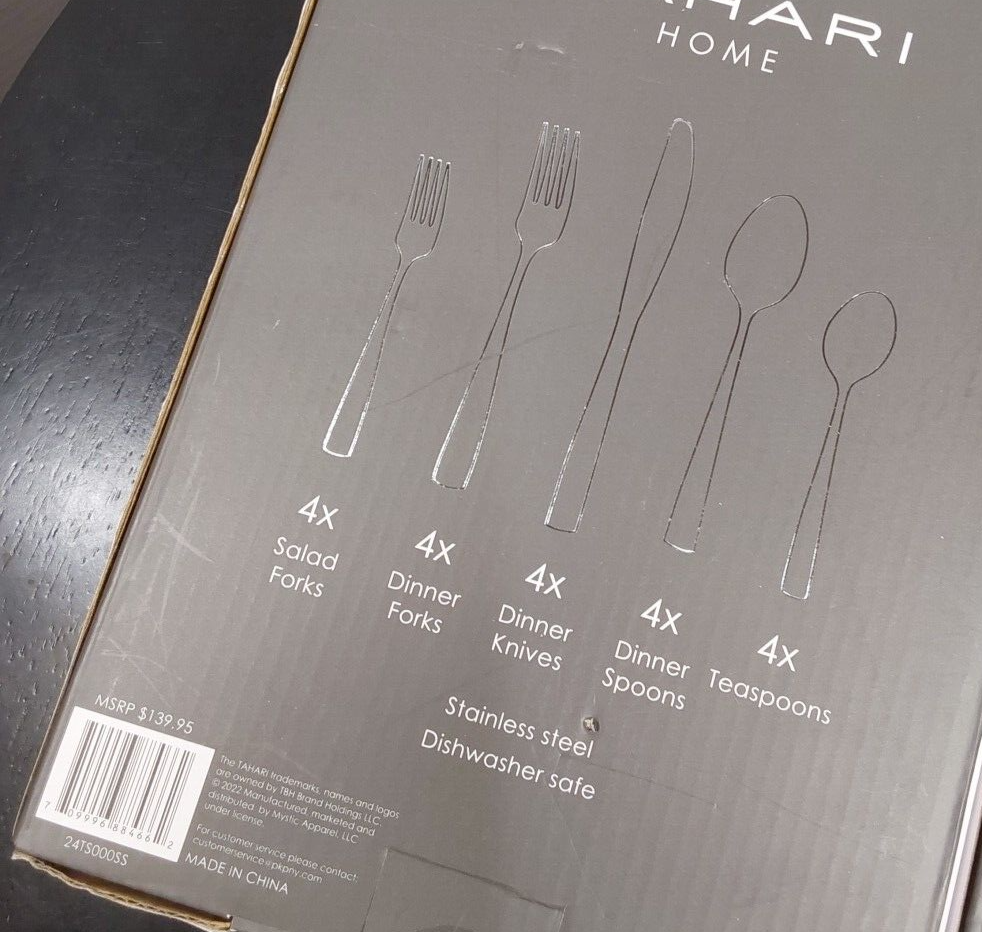 Tahari Home Flatware 20pc Set Stainless Steel2 Sets 40pc/8 Sets TOTAL
