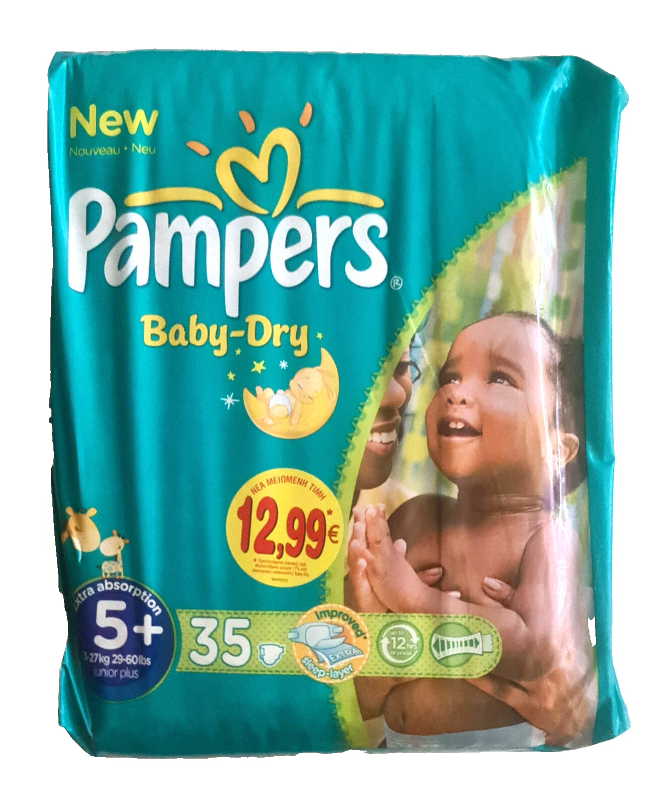 BRAND NEW 2013 PAMPERS BABY DRY 35 diapers No5+ up 27kgs/60lbs