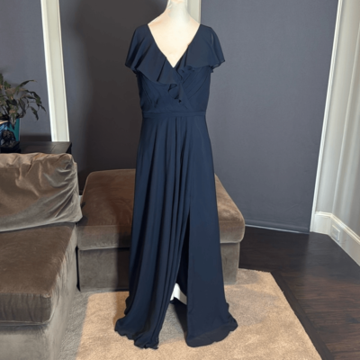 Women's Blue Flutter Sleeve Full Length Bridesmaid Dress Corset Back Size  14 NEW | eBay