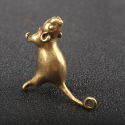 Solid Copper Mouse Trinket Vintage Handmade Hand Carved Bronze Model Figurines
