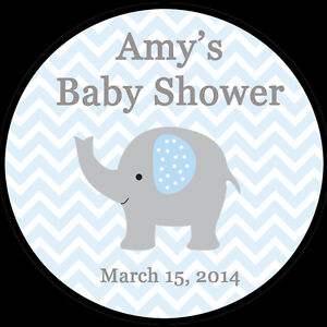 12 Boy Baby Shower Party Stickers Favors Labels tags 2.5/" Cute Elephant Blue