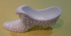 Lovely  White Hobnail Milk Glass Cat Head 5" Slipper Shoe 1980s Vintage