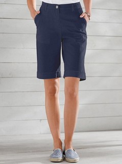 Damen Jeans Bermuda Kurze Hose Dehnbund Sommer Stretch Marine Gr. 44 Neu