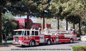 Fire Apparatus Photo Fremont CA Fire Dept T51 1989 Spartan LTI tractor aerial