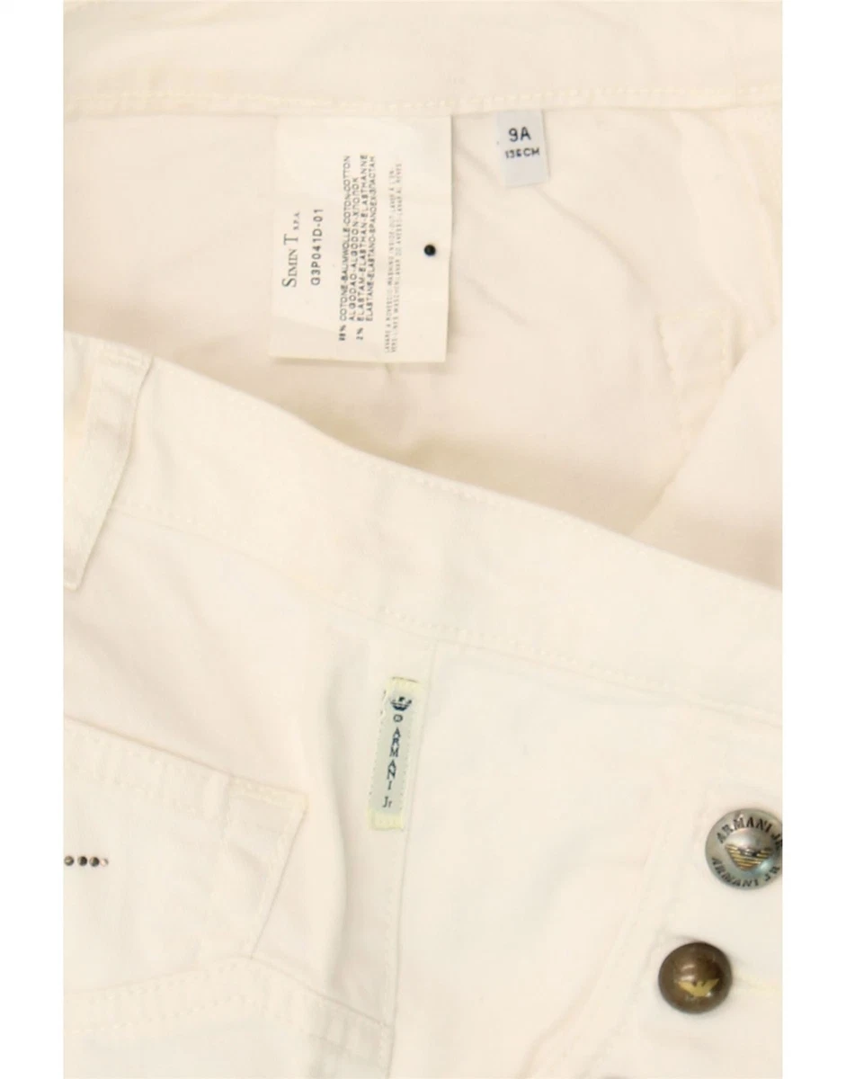 Pantalones informales rectos ARMANI para niñas 8-9 años W26 L24 algodón blanco NS06