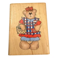 Inkadinkado Dawn McLaughlin Dressed Up Teddy Bear 6971M Rubber Stamp
