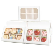 Zealax 9 Inch Bakery Boxes with Window and Dividers Cookie Packaging Small Tr...