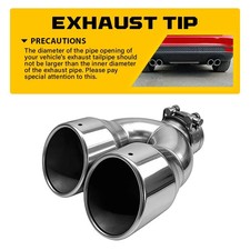 Dual Exhaust Tip 2.5 Inlet Chrome Coated Stainless Steel Muffler Pipe Bolt On Dual Exhaust Tip 2.5 Inlet Chrome Coated Stainless Steel Muffler Pipe Bolt On