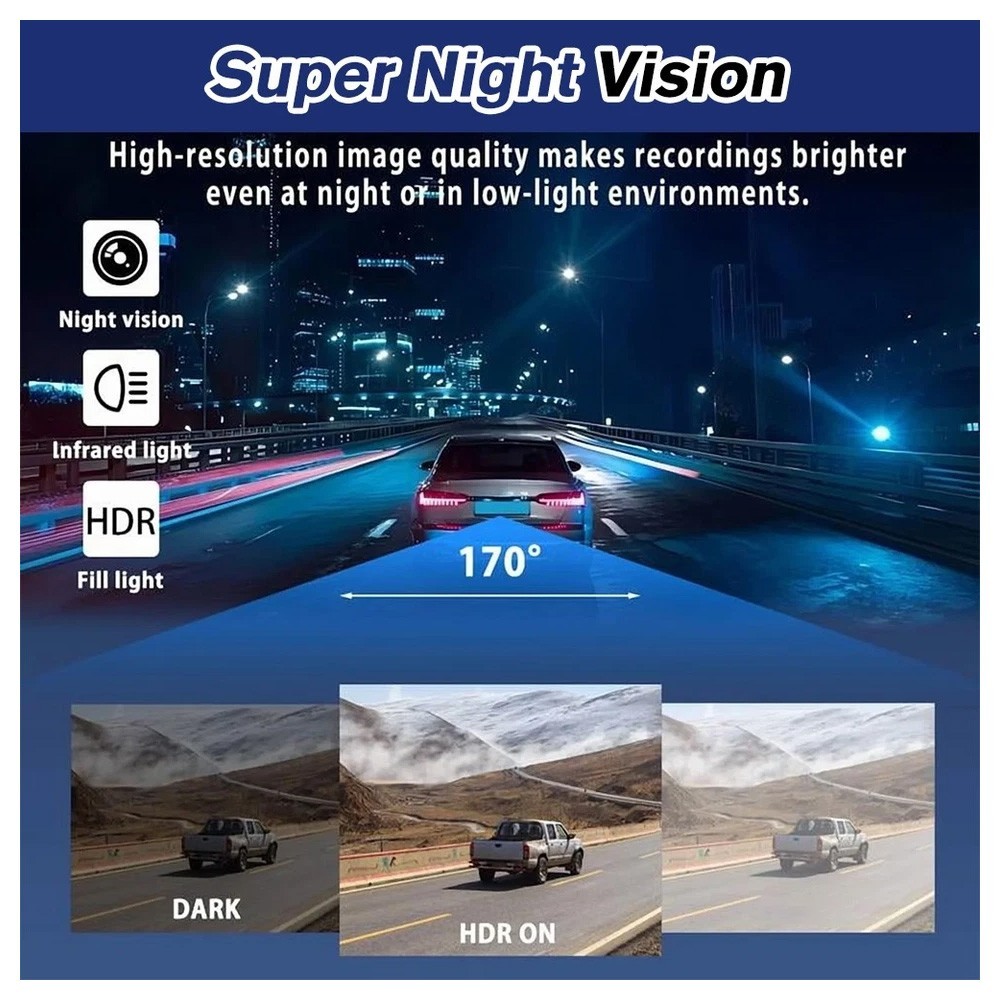 4-Channel Dashcam 360&deg; 1080P HD Car Dash Cam Front Rear Inside Left Right