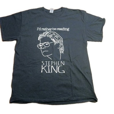 STEPHEN KING  I d Rather Be Reading  Black T-Shirt-Large Pre-owned Cotton