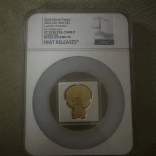 2023 Niue S$2 Chibi Marvel Series Gilt Captain America NGC PF70 Ultra Cameo