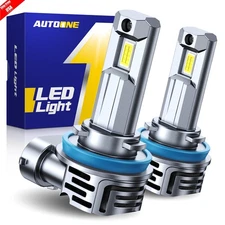 Pair AUTOONE CANBUS White 6000K H11 H8 LED High Low Beam Bulbs Headlight 80000LM