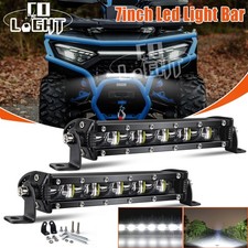 2pcs Slim 15000LM 7inch Single Row LED Work Light Bar Spot Flood for ATV UTE 8"