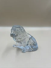 Mosser Glass Crystal Clear Wild Animal Lion Sitting Paperweight Figurine
