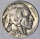 1937 P Indian Head Buffalo Nickel Five 5 Cents Chief Iron Tail C