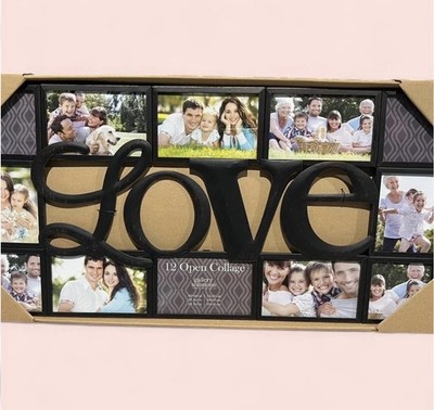 Gallery Solutions Love Multi-Photo Collage Frame 12 Photo Black Plastic 27x13 in