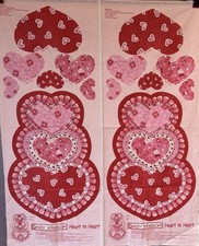 Heart to Heart Panel Red Pink White Cotton by Daisy Kingdom 45 Love Hearts