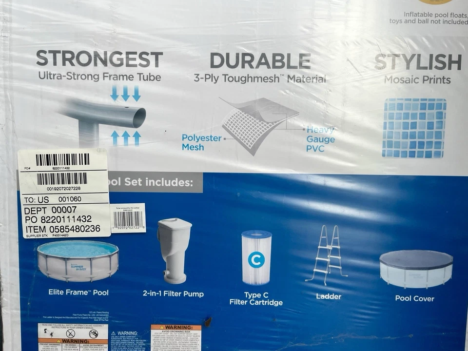 Recogida local solo Midwest OH - Piscina con marco Elite de 14 pies Summer Waves con suministros Foto 3 de 4