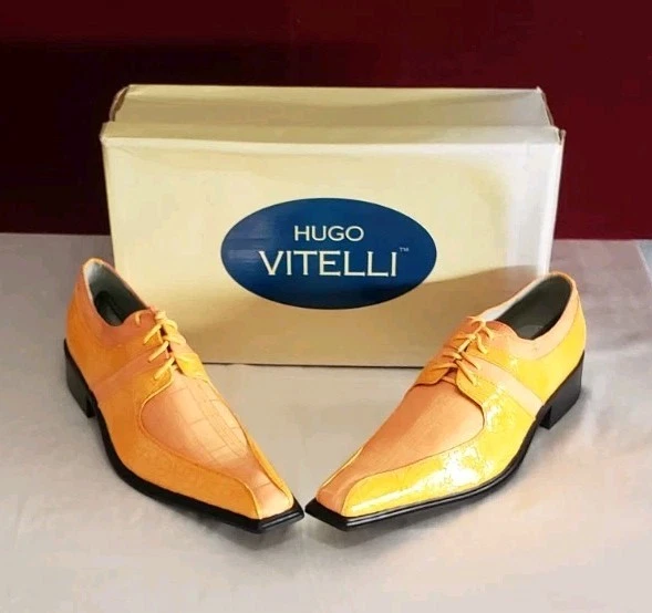 Hugo Vitelli orange dress shoes Hugo Vitelli Lace Up Oxfords Mens Dress Faux Croc shoes Size  main image 2