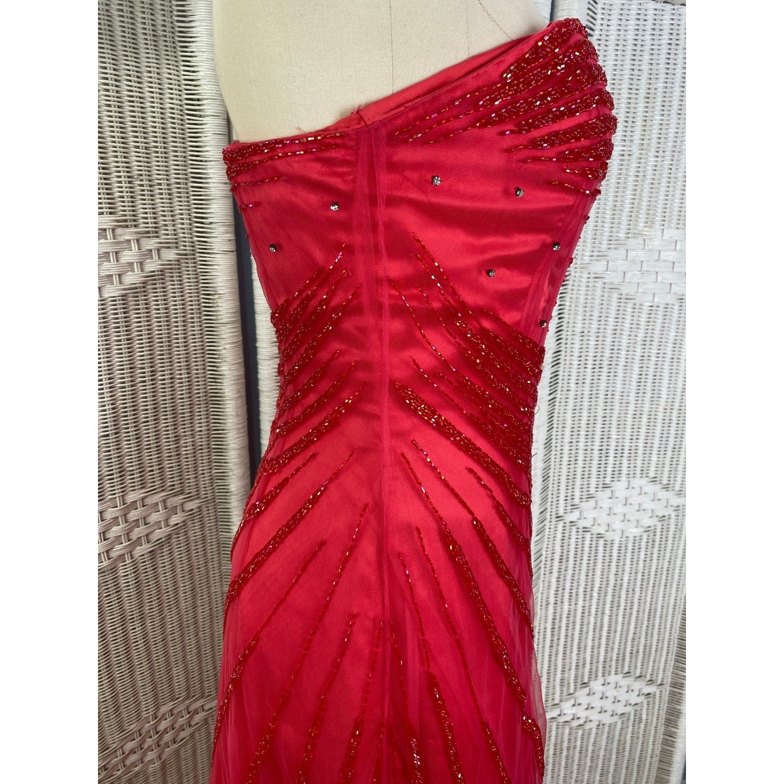 Caché Raspberry Pink Strapless Dress Rhinestone … - image 13