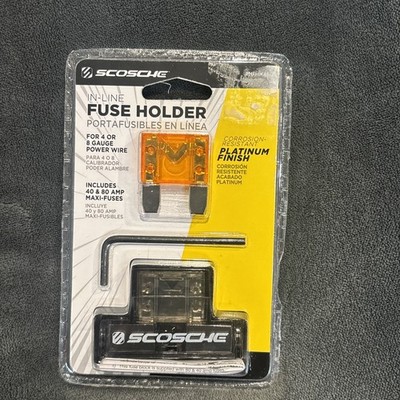 Scosche In Line Fuse Holder 40 & 80 Amp Maxi Fuses for 4 or 8 Gauge Power Wire