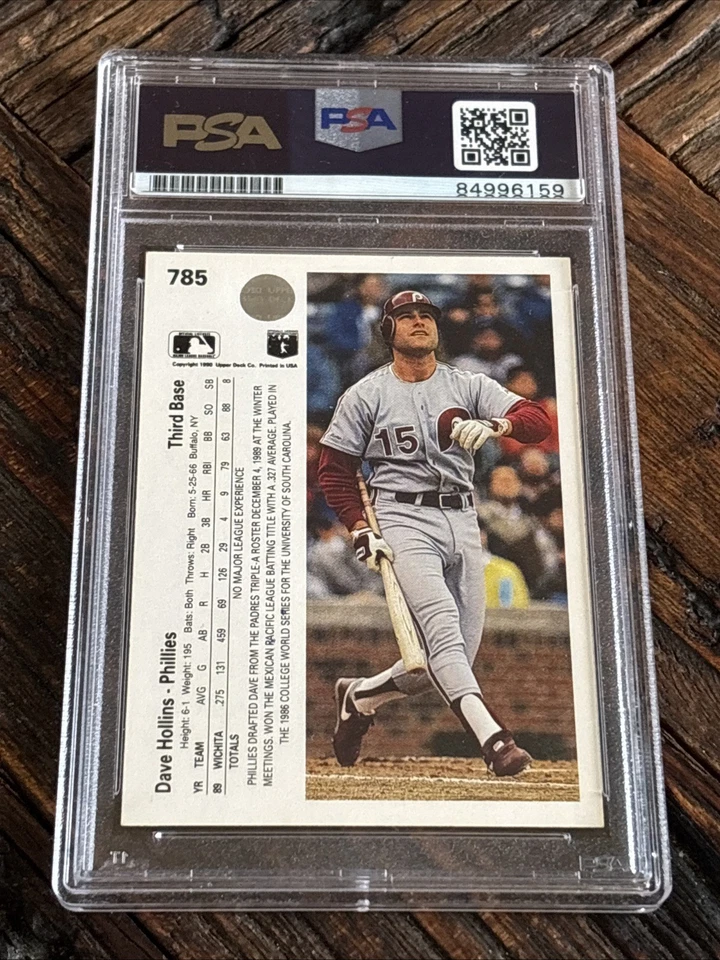 1990 Upper Deck #785 Dave Hollins Signed Auto Autographed PSA/DNA Encased - Image 2 of 2