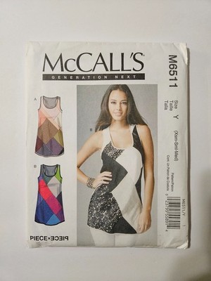 Uncut McCall's M6511 Generation Next Color Block Tank Top Sewing Pattern XS S M