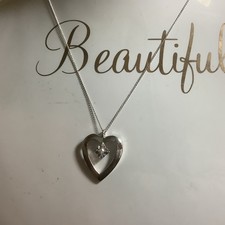 Dainty Sterling Silver 925 Open Heart Shaped Pendant Necklace