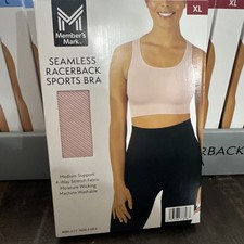Members Mark Womens Sports Bra Size XL Seamless Racerback Medium Support Pink