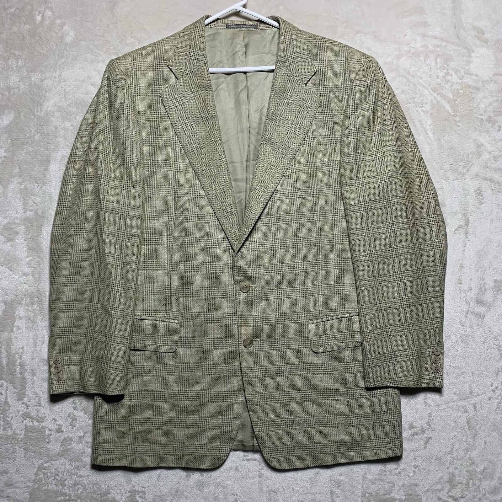 Ermenegildo Zegna, Blazer cappotto sportivo vintage Ermenegildo Zegna lana seta Glen a quadri 42R 52 Bigsby